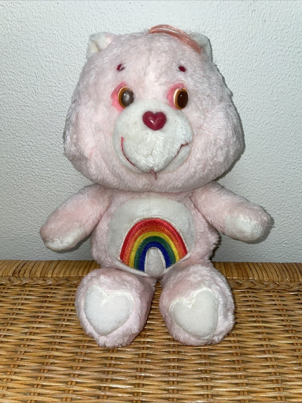 Vintage Care Bear Original 1983 Kenner Pink Cheer Bear Rainbow Plush Stuffed 13"